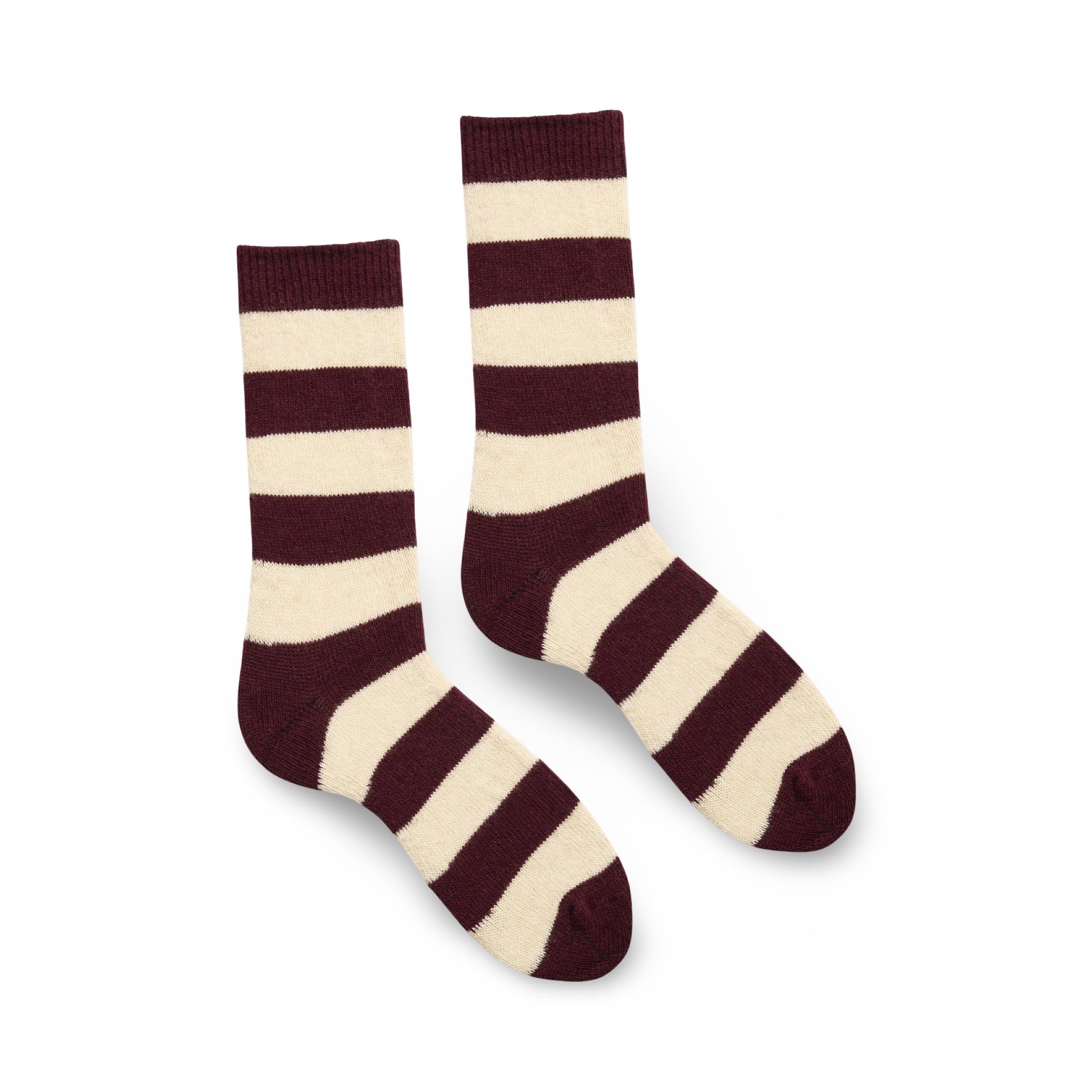 Lisa B Wool Cashmere Rugby Stripe Crew Socks