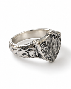 Shield Oxidised Sterling Silver Ring