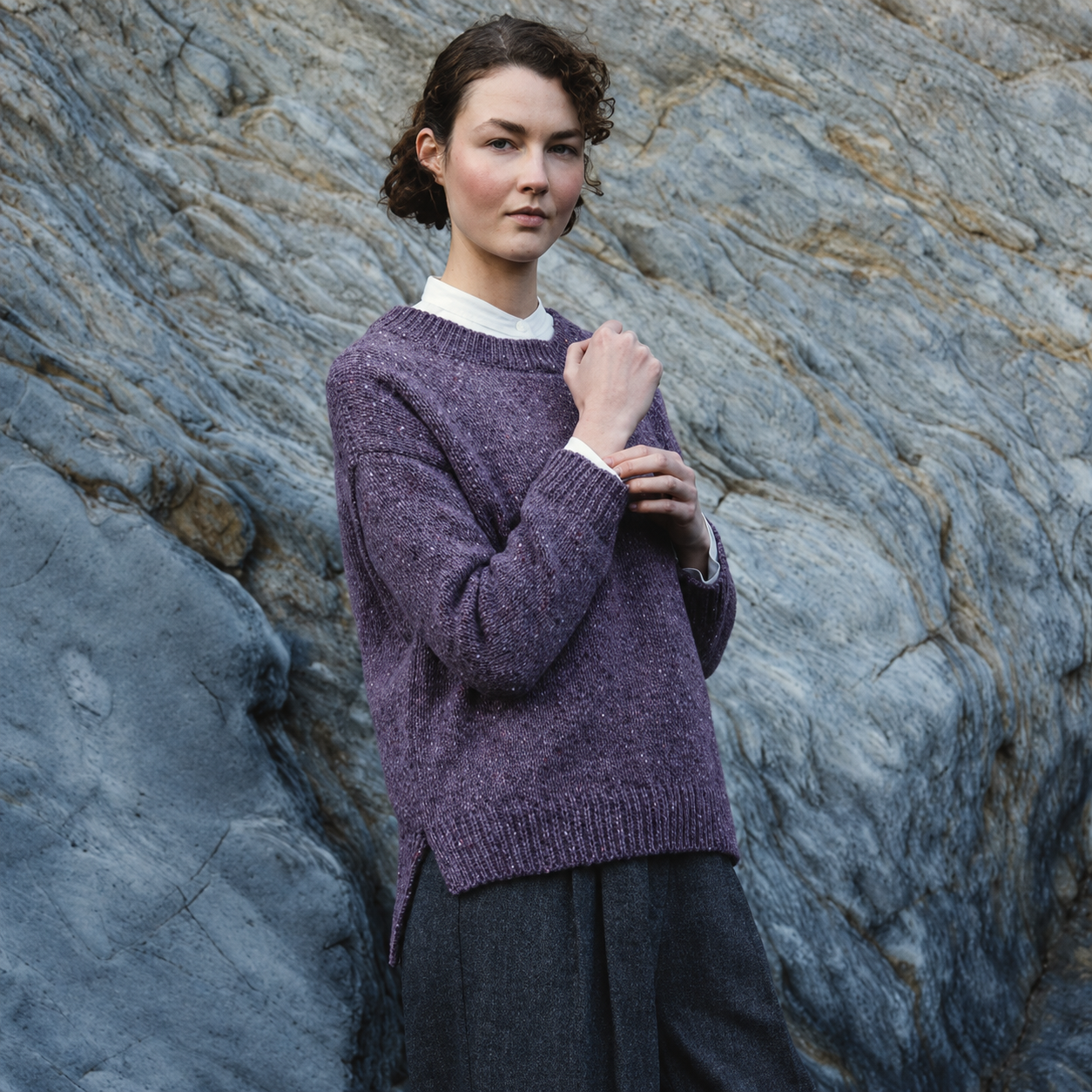 Fisherman Out Of Ireland Donegal Yarn Slouchy Crew Neck Sweater