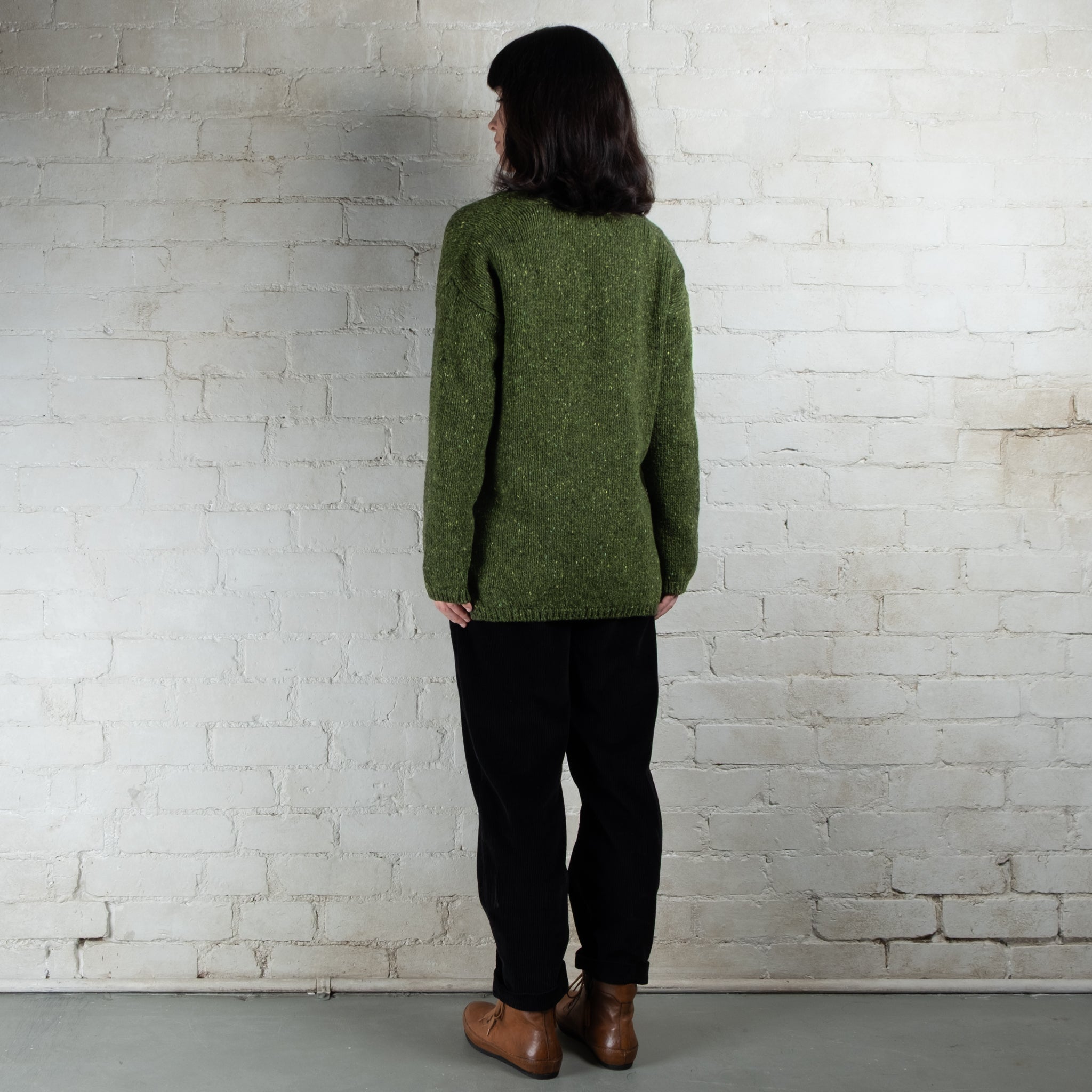 Fisherman Out of Ireland Shamrock Slouchy V Neck Donegal Cardigan