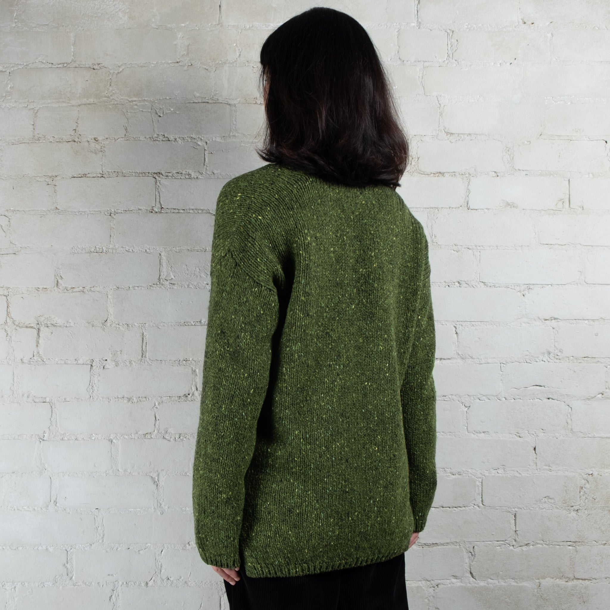 Fisherman Out of Ireland Shamrock Slouchy V Neck Donegal Cardigan