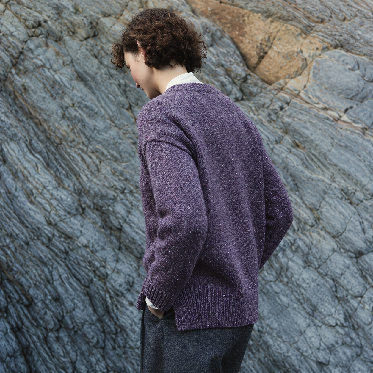 Fisherman Out Of Ireland Donegal Yarn Slouchy Crew Neck Sweater