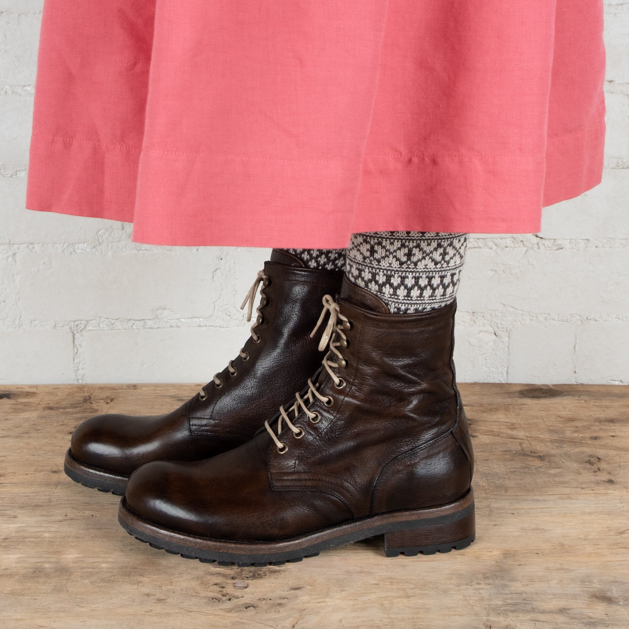 Victoria Varrasso Tobacco Frankie Lace-up Boots