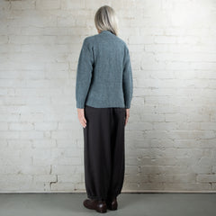 Harley of Scotland Verdigris Chunky Knit Wool Cardigan With Pockets