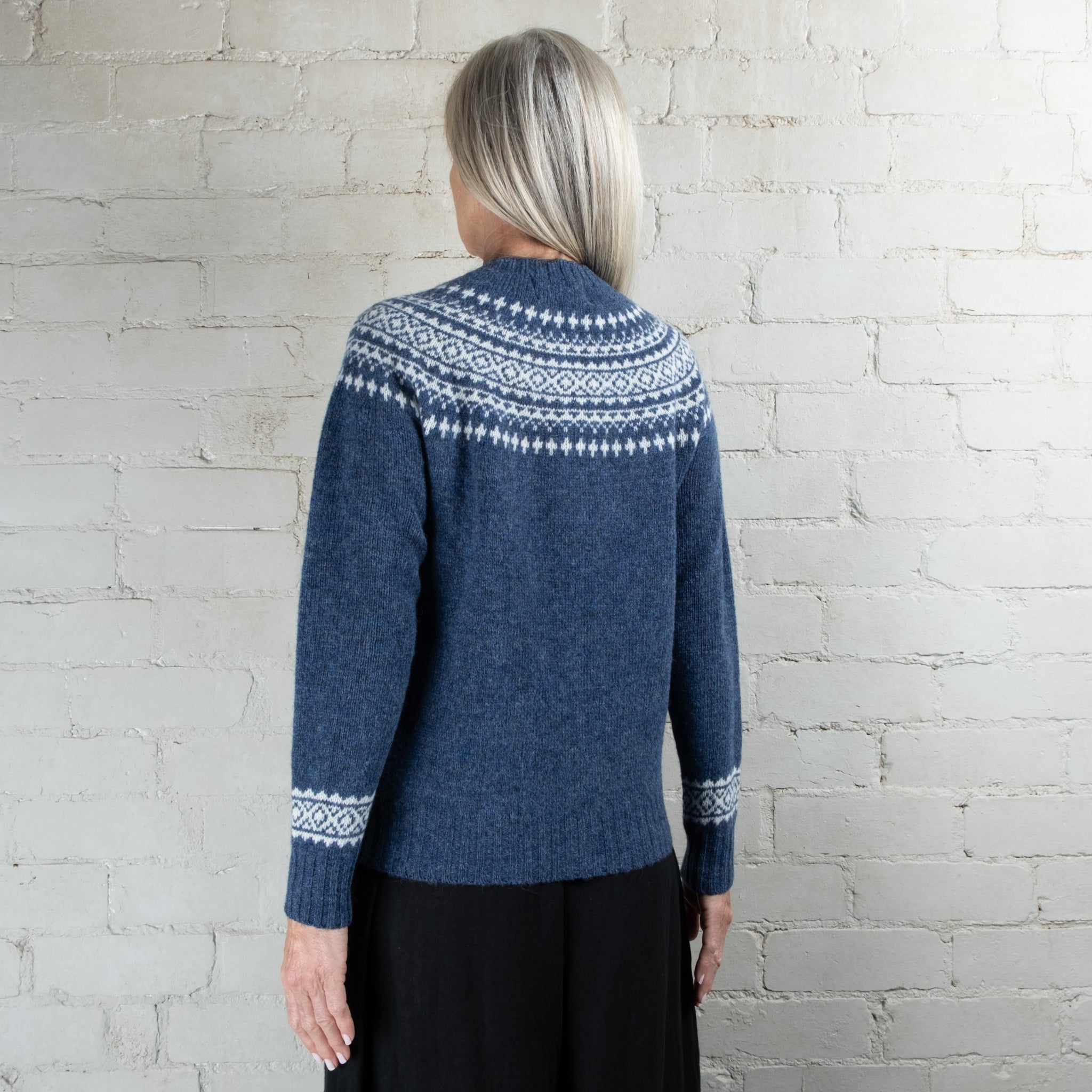 Harley of Scotland Two Colour Fairisle Yoke HB Wool Cardigan