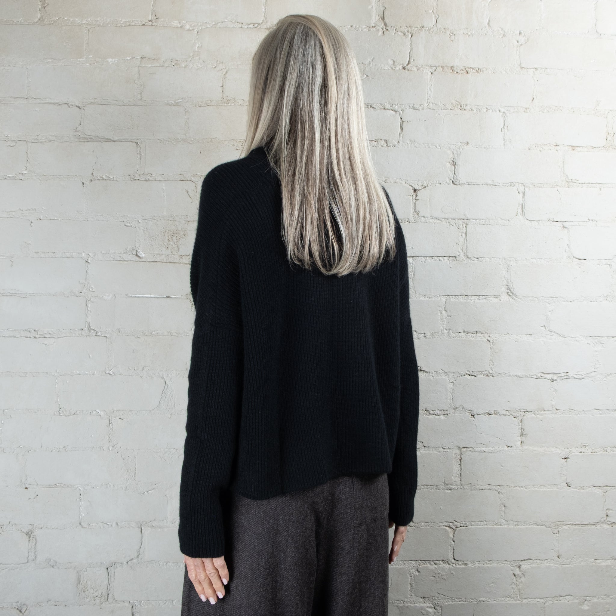 Cashmerism Cashmere Cowl Ribknit Crop Sweater