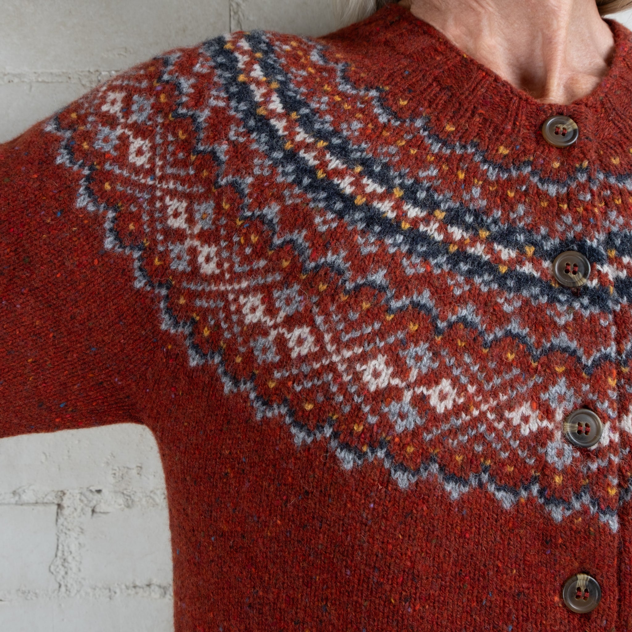 Harley of Scotland Fairisle Hoy Yoke HB Wool Cardigan