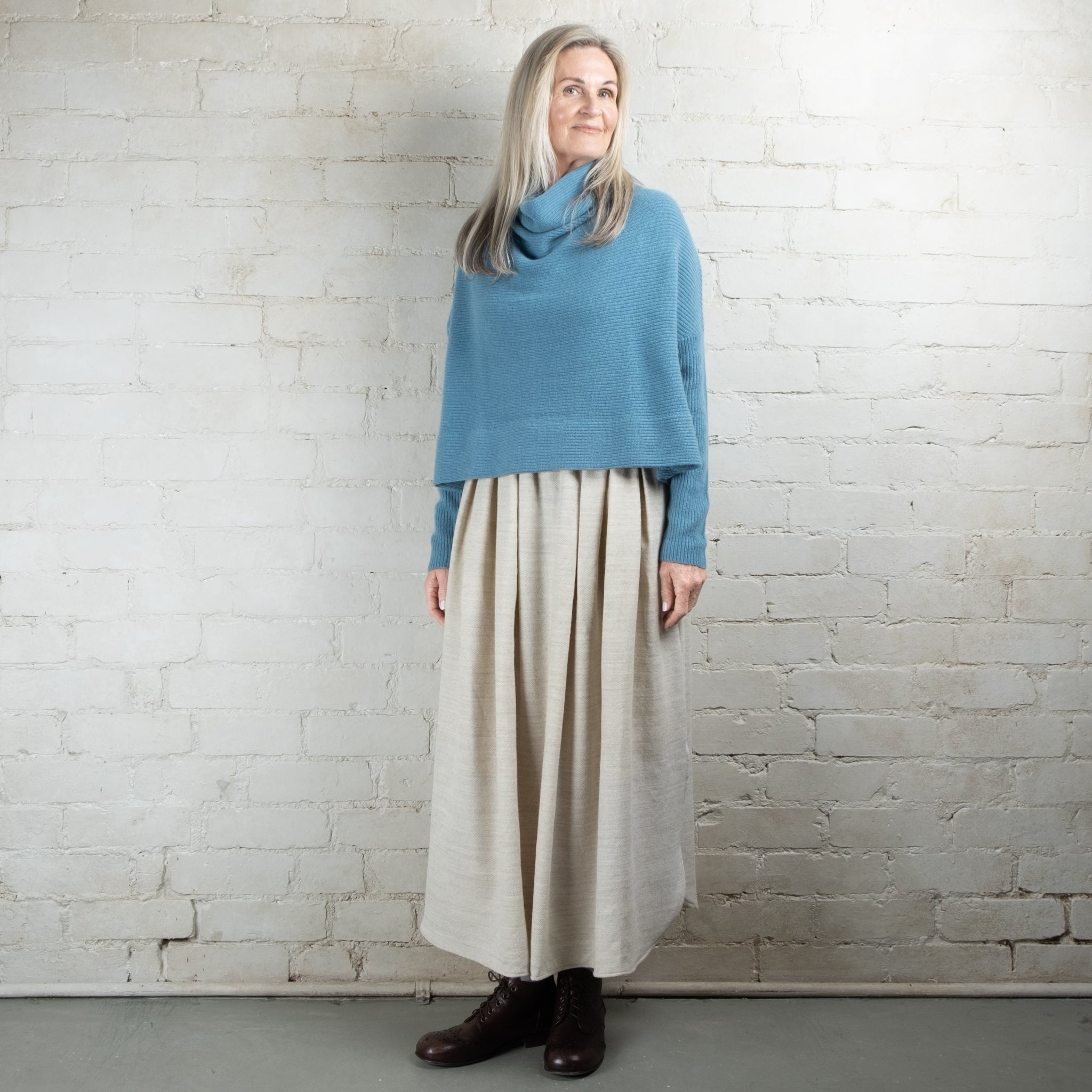 Cashmerism Cashmere Cowl Ribknit Crop Sweater