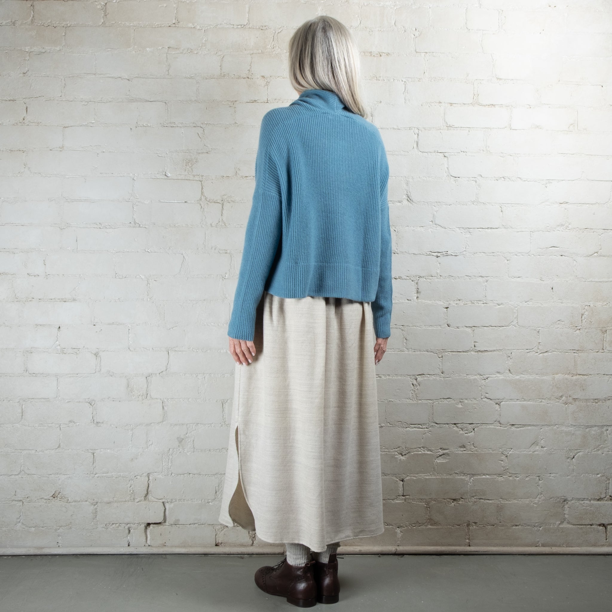 Cashmerism Cashmere Cowl Ribknit Crop Sweater