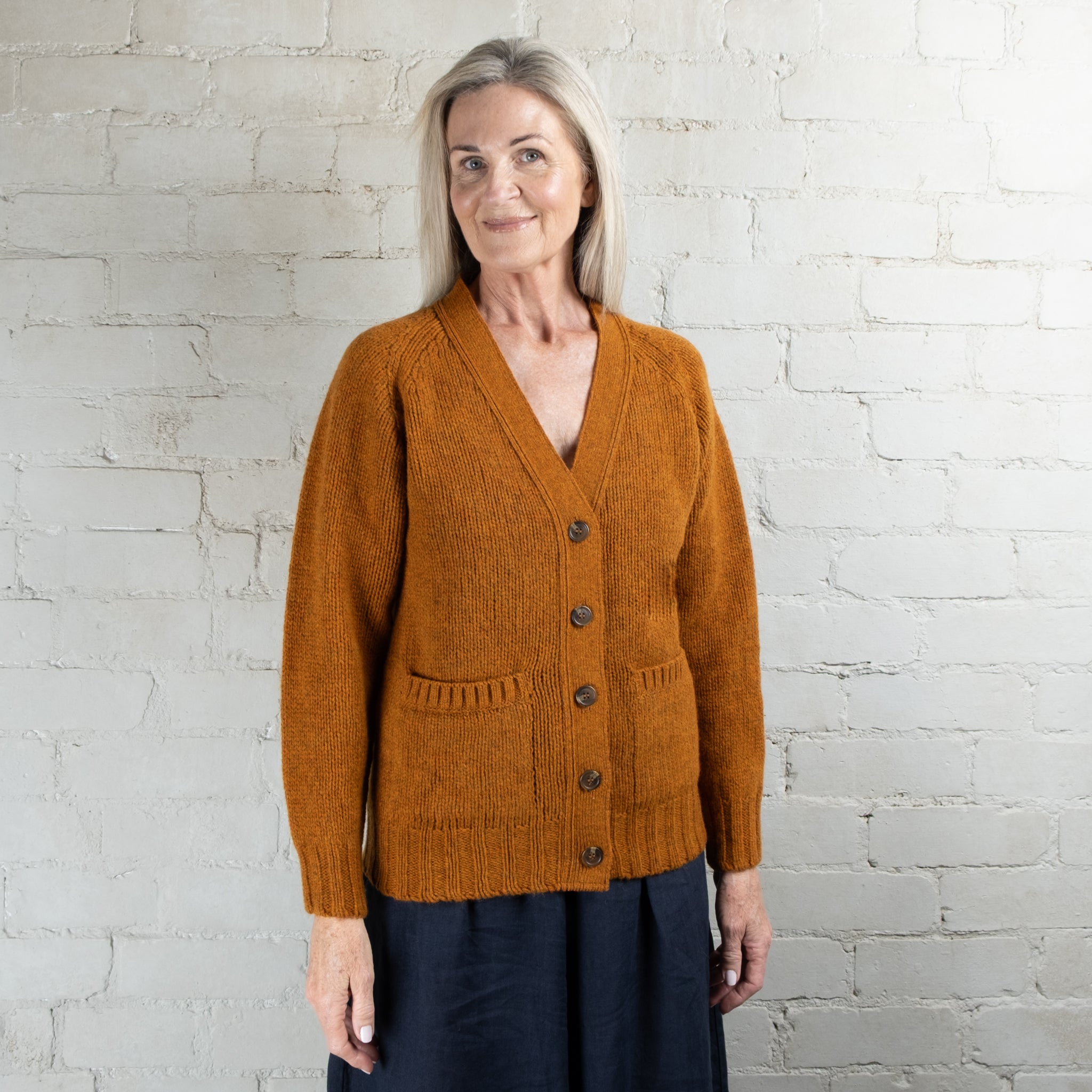 Harley of Scotland Amber Chunky Knit Wool Cardigan With Pockets