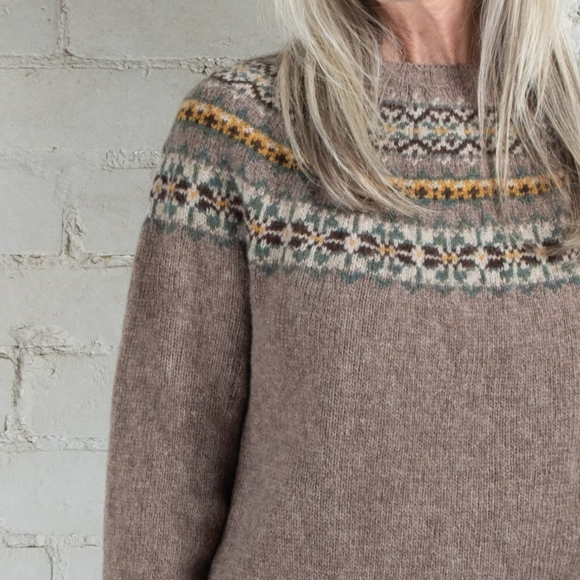 Harley of Scotland Tundra Fairisle Yoke Crew Wool Sweater