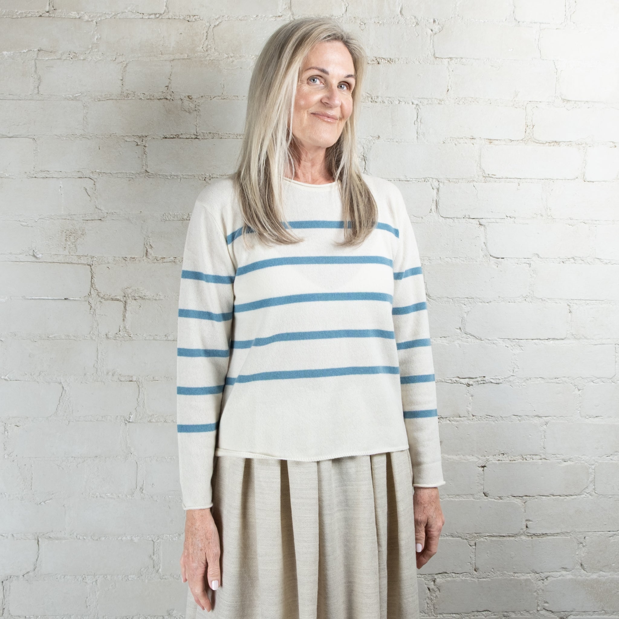 Cashmerism Cashmere Striped Crew Neck Sweater