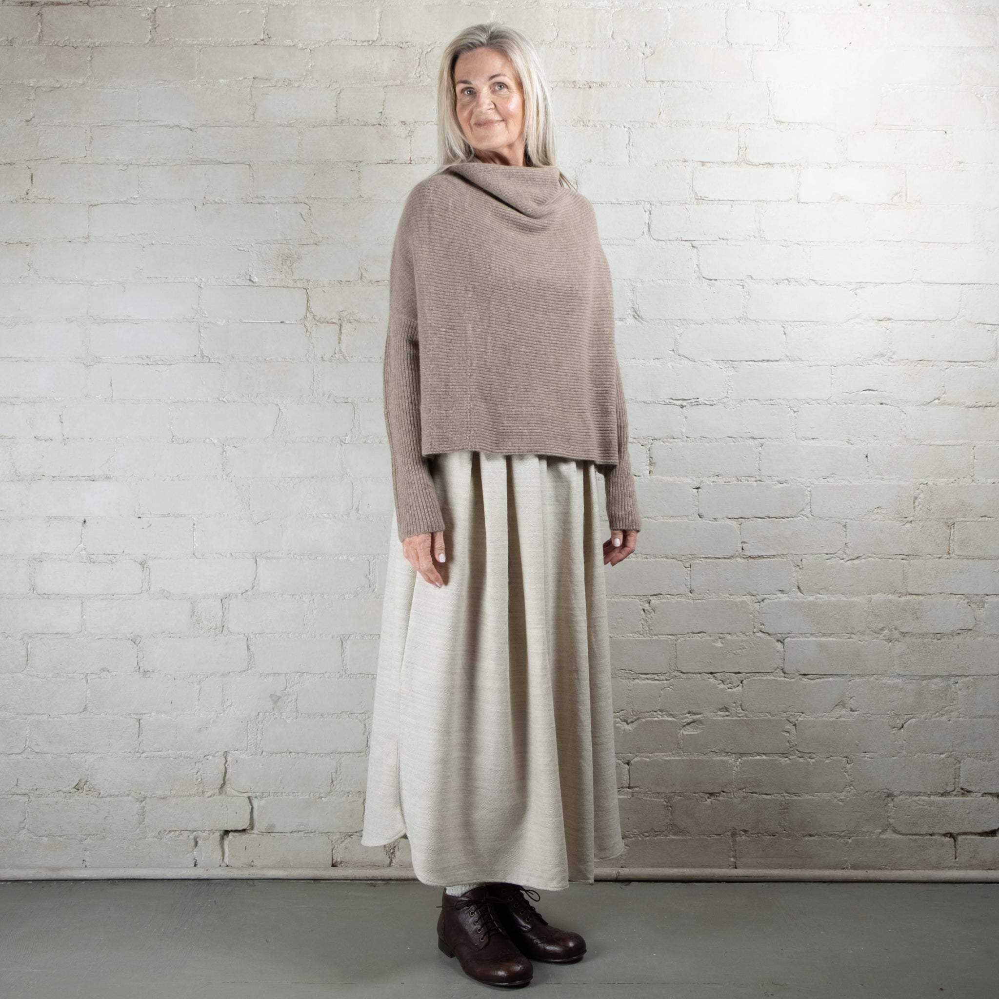 Cashmerism Cashmere Cowl Ribknit Crop Sweater