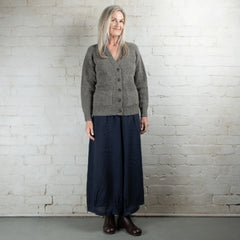 Harley of Scotland Fossil Chunky Knit Wool Cardigan With Pockets