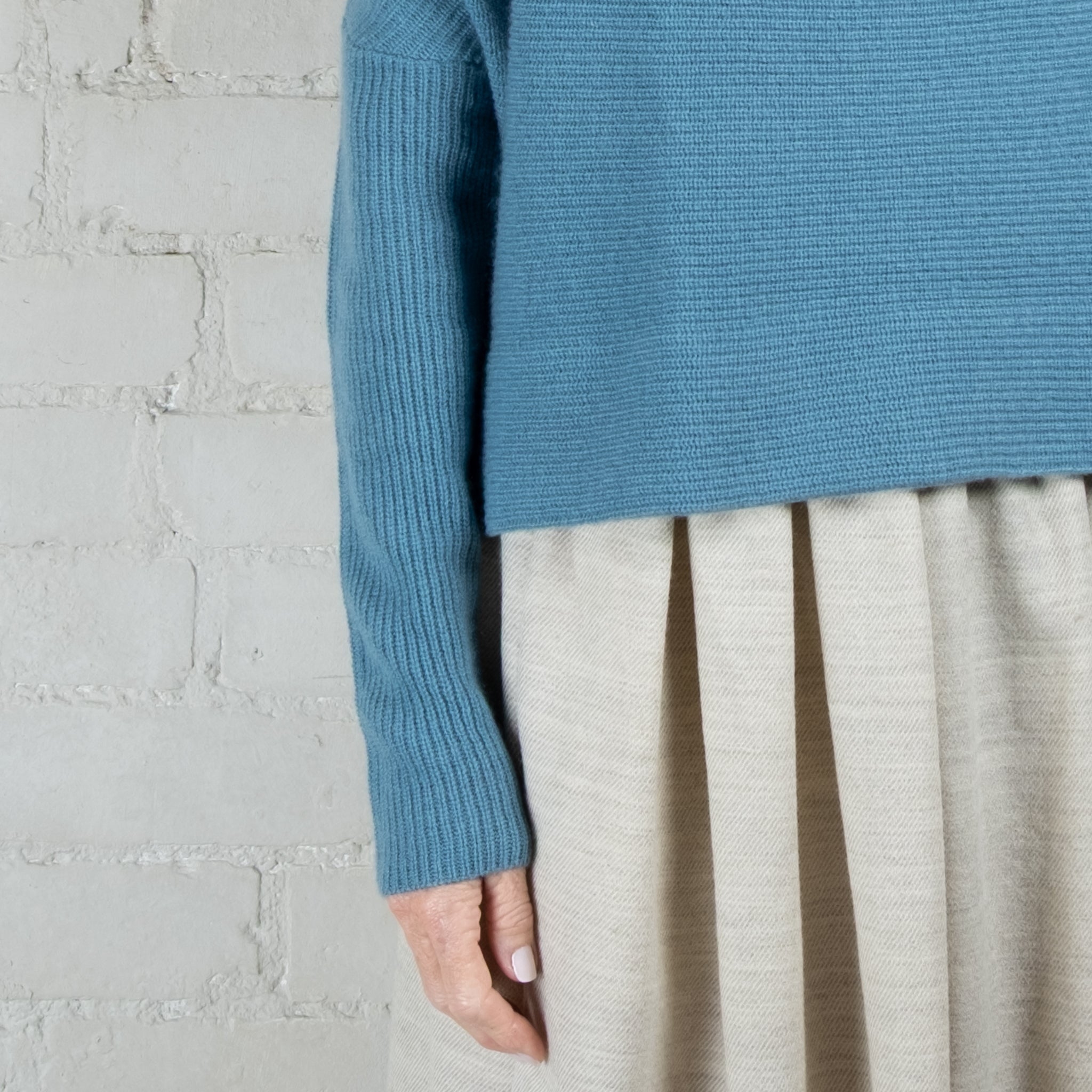 Cashmerism Cashmere Cowl Ribknit Crop Sweater