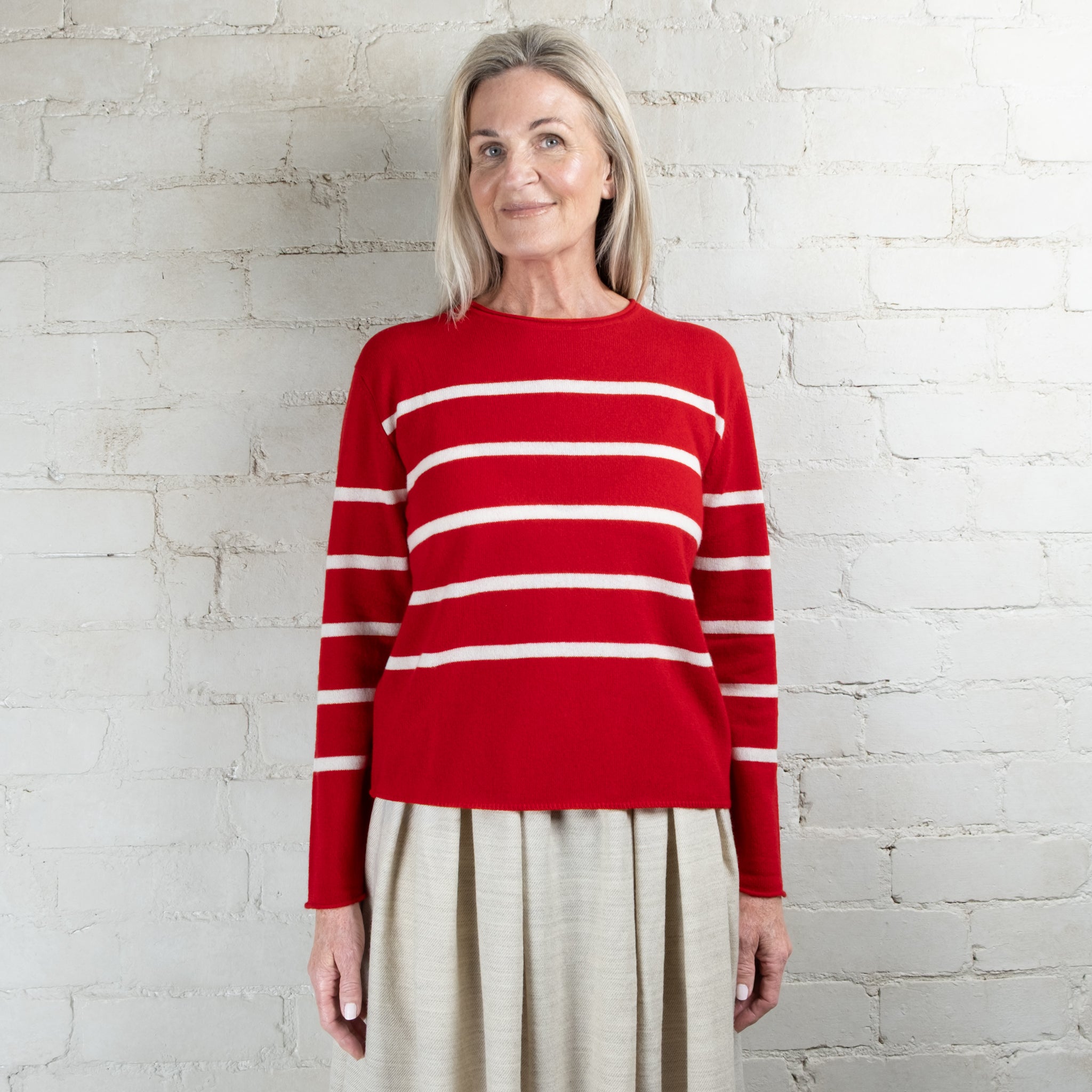 Cashmerism Cashmere Striped Crew Neck Sweater