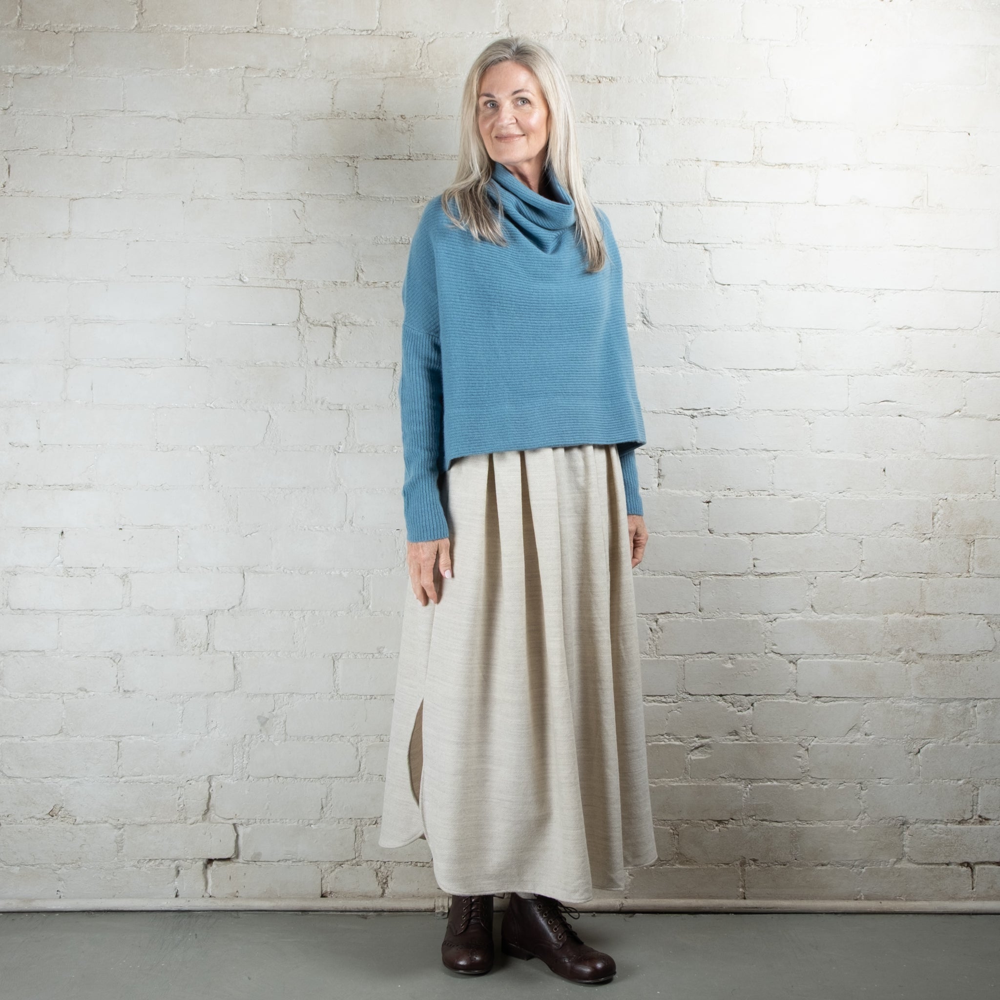 Cashmerism Cashmere Cowl Ribknit Crop Sweater