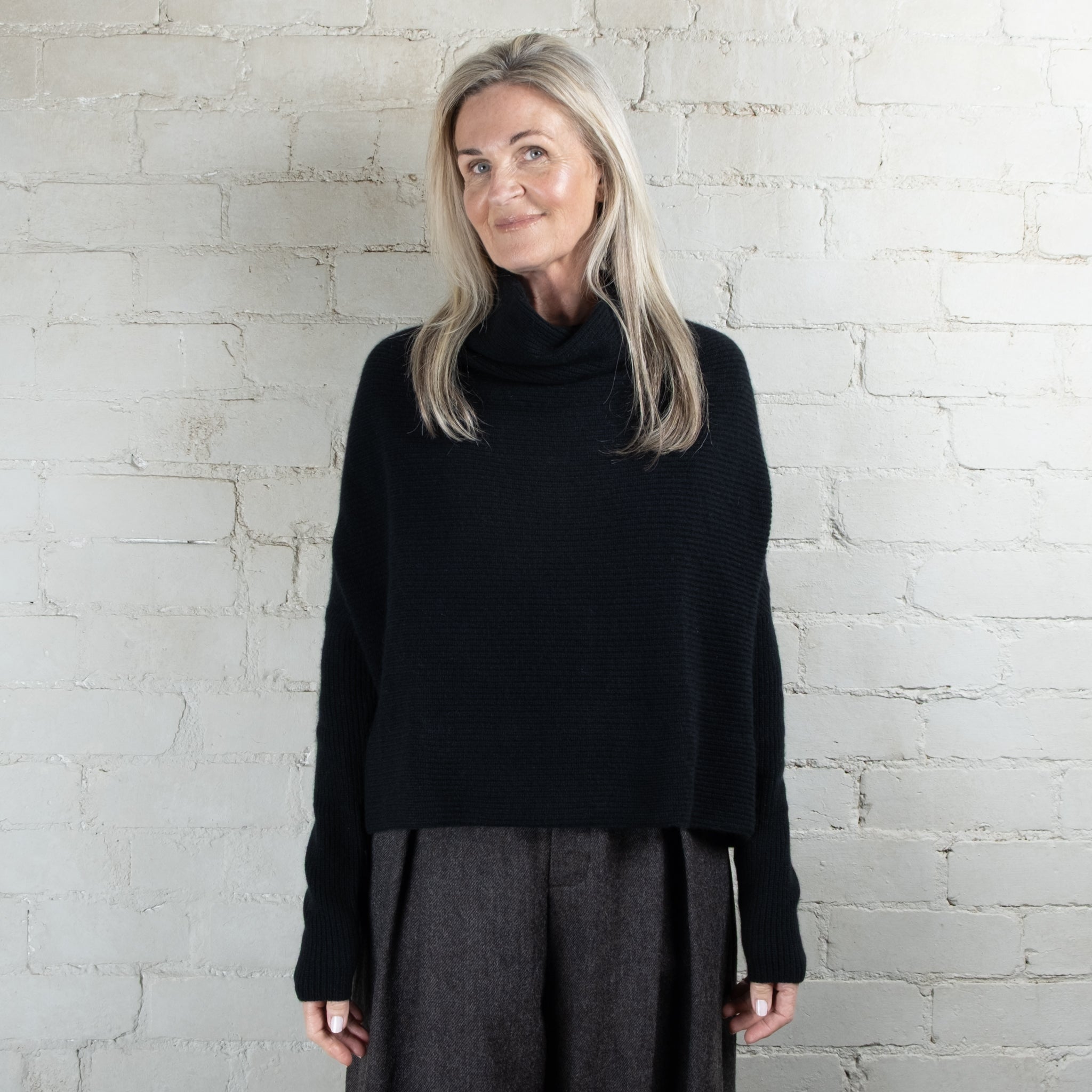 Cashmerism Cashmere Cowl Ribknit Crop Sweater