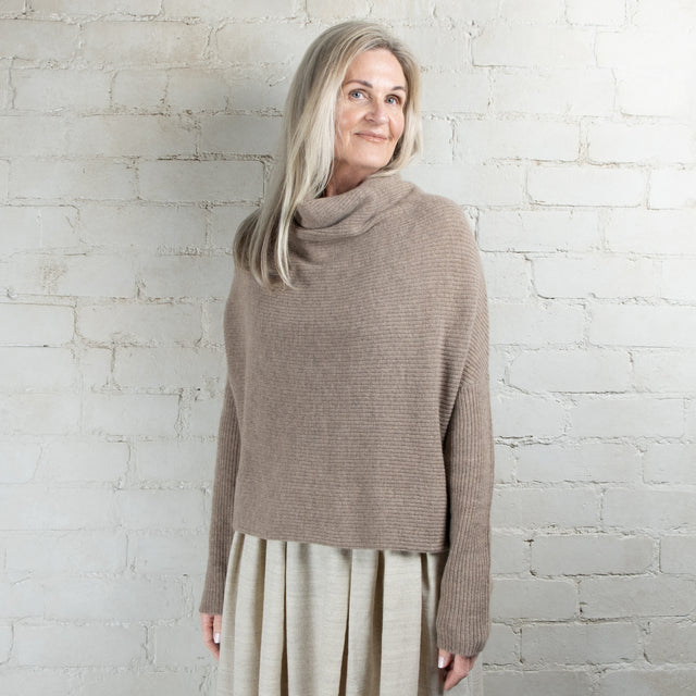 Cashmerism Cashmere Cowl Ribknit Crop Sweater