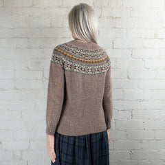 Harley of Scotland Tundra Fairisle Yoke Crew Wool Sweater