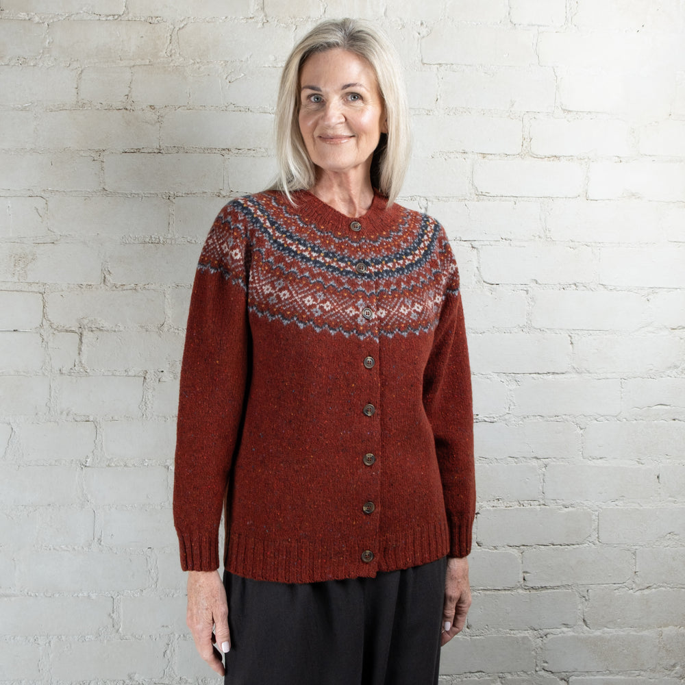 Harley of Scotland Fairisle Hoy Yoke HB Wool Cardigan