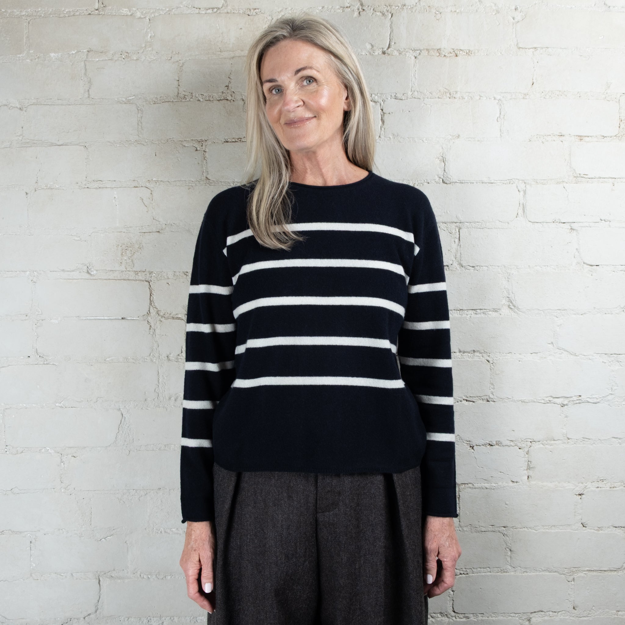 Cashmerism Cashmere Striped Crew Neck Sweater