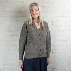 Harley of Scotland Fossil Chunky Knit Wool Cardigan With Pockets