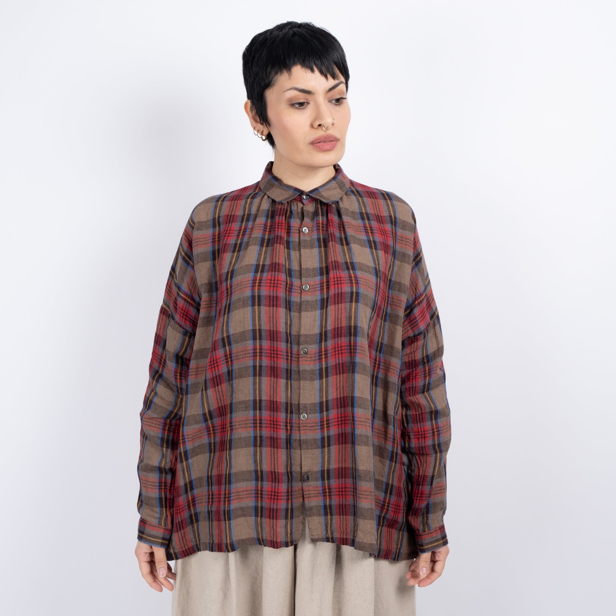 Ichi Antiquités Linen Tartan Shirt