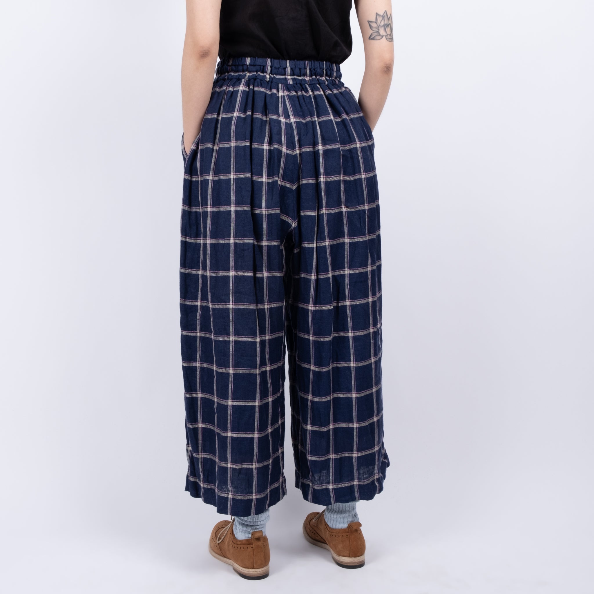 Ichi Antiquités Linen Check Pants