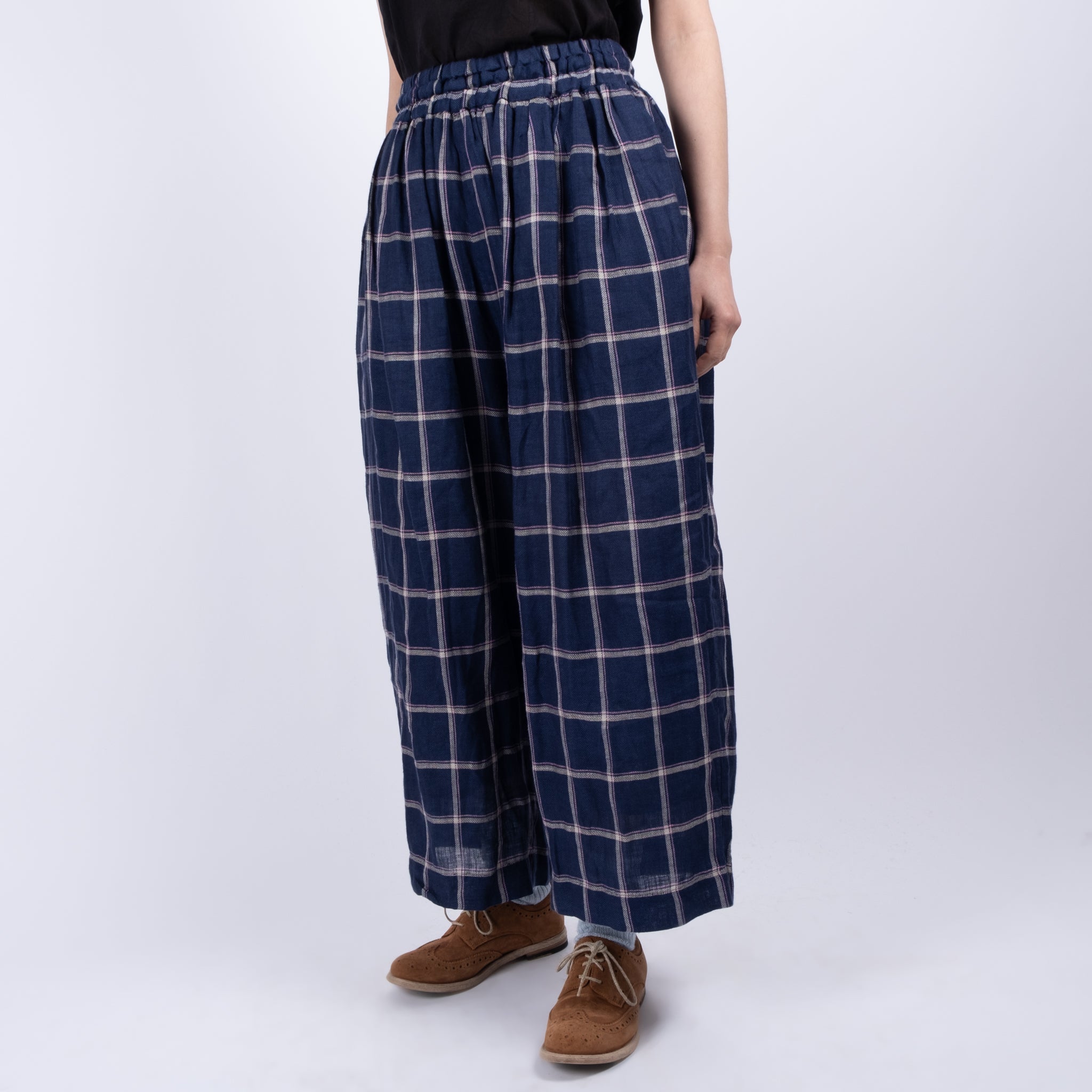 Ichi Antiquités Linen Check Pants