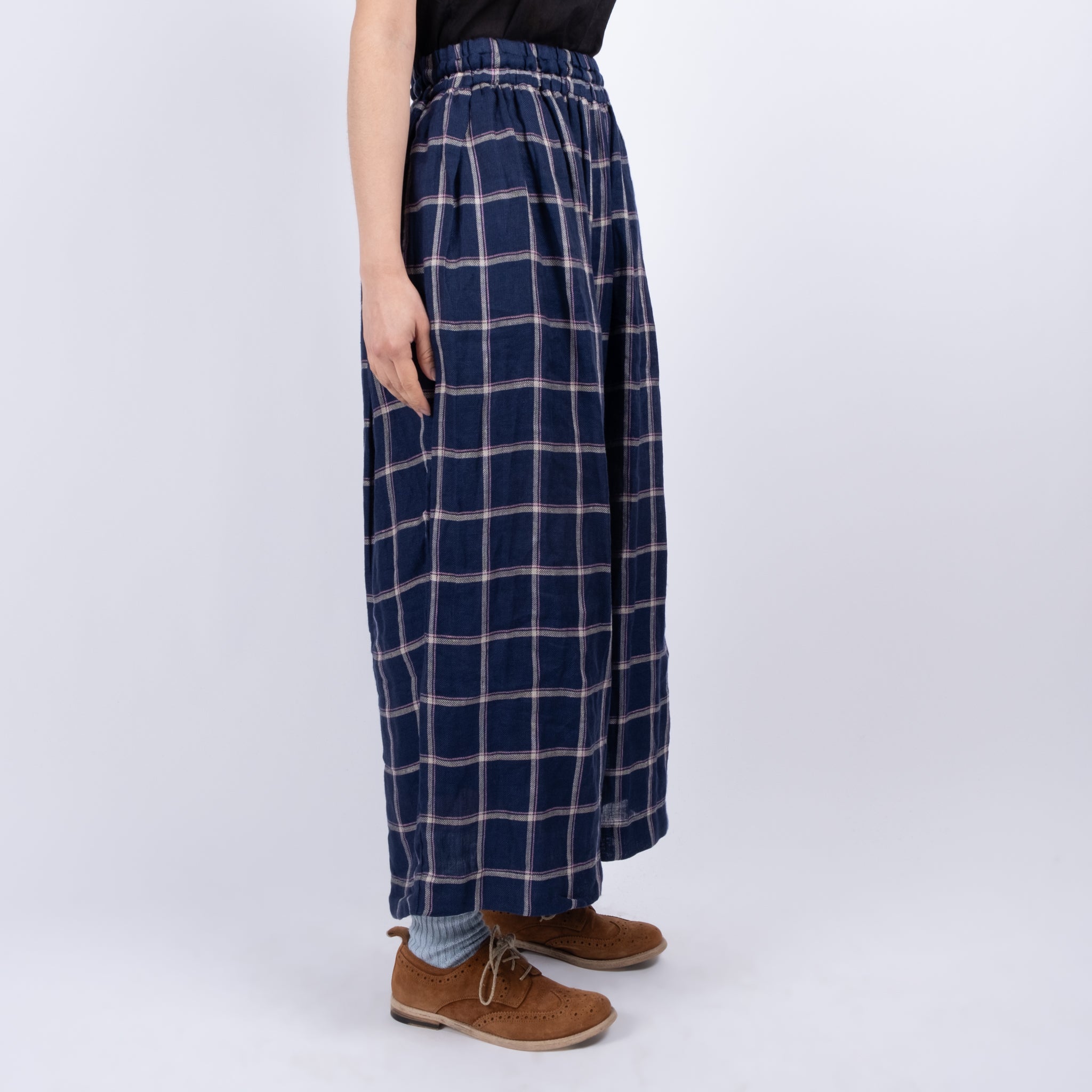 Ichi Antiquités Linen Check Pants