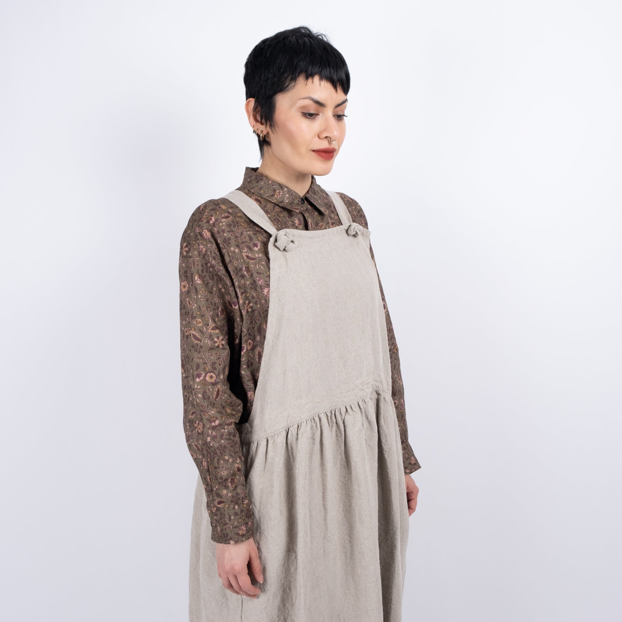 Ichi Antiquités Natural Linen Pinafore Dress