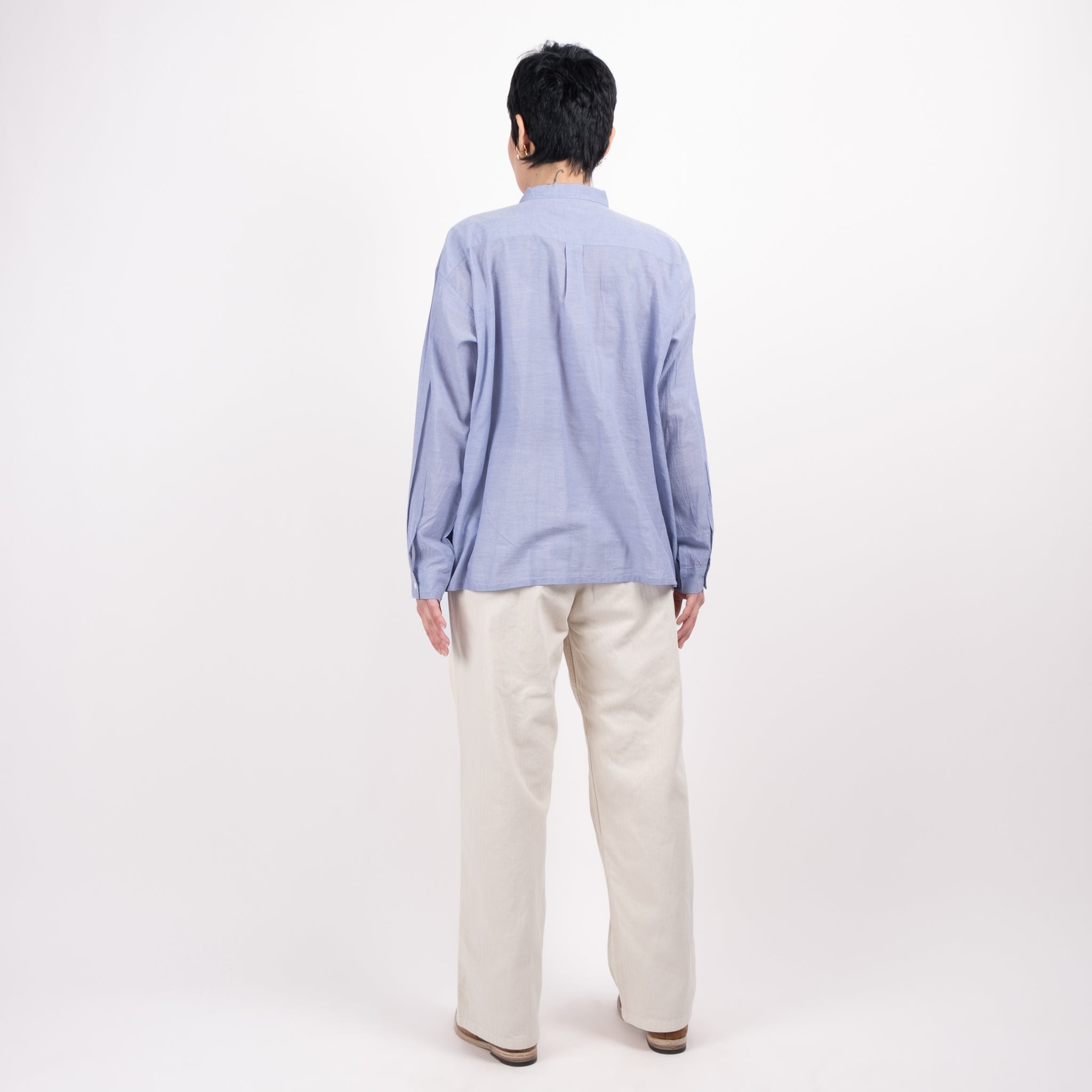 Ichi Antiquités Blue Khadi Cotton Shirt