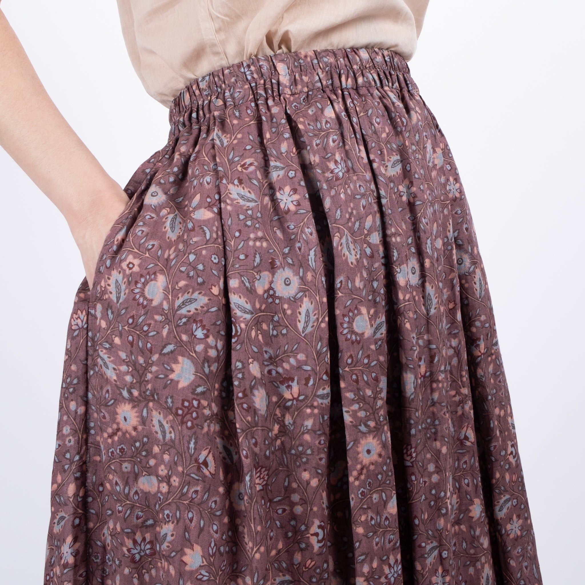 Ichi Antiquités Floral Linen Skirt