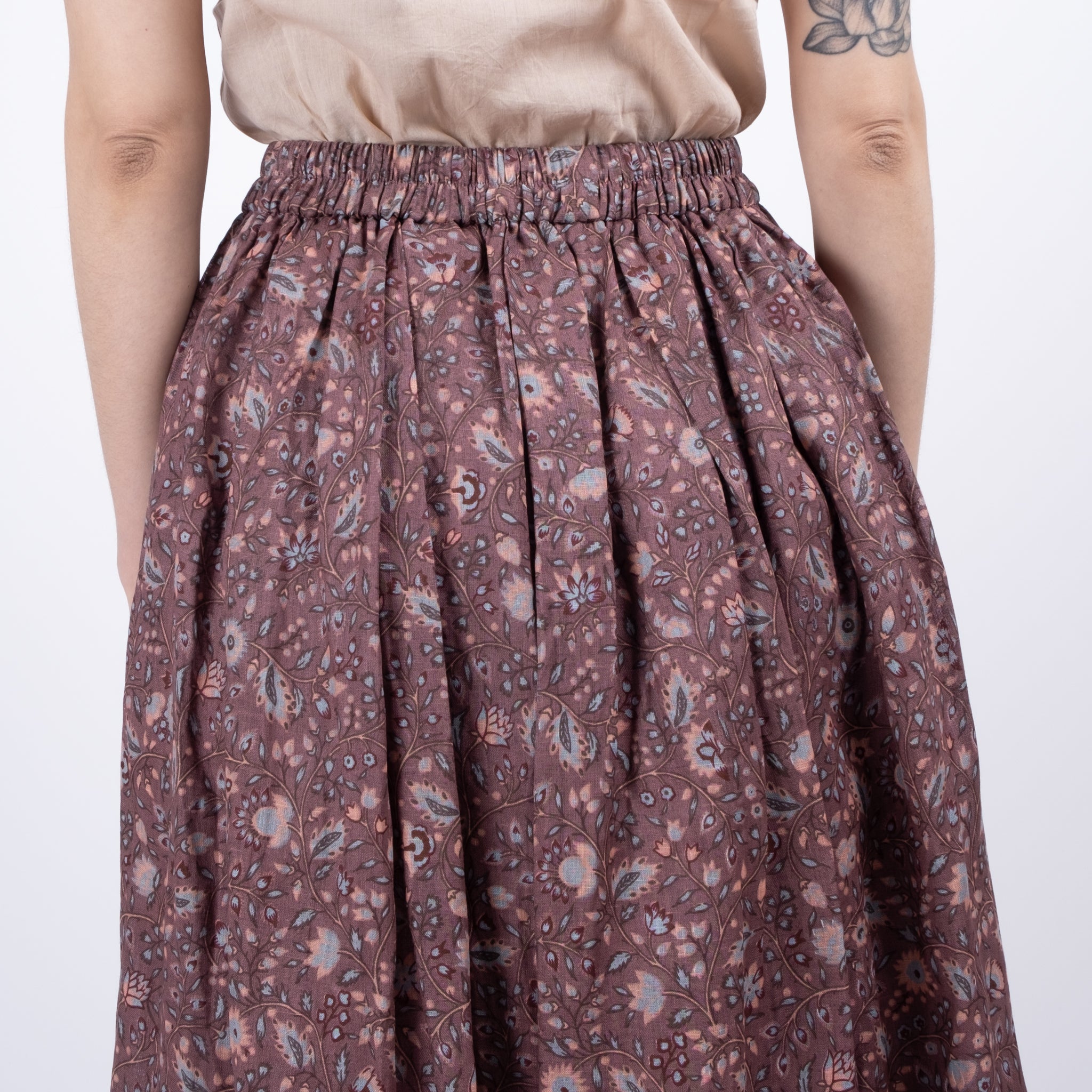 Ichi Antiquités Floral Linen Skirt