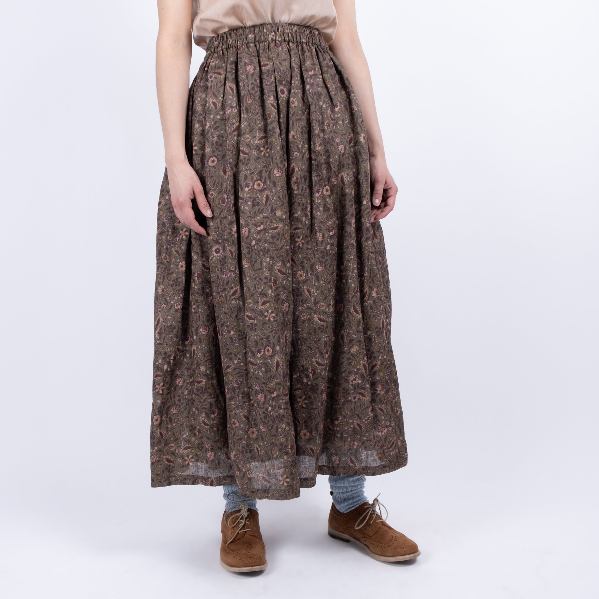 Ichi Antiquités Floral Linen Skirt