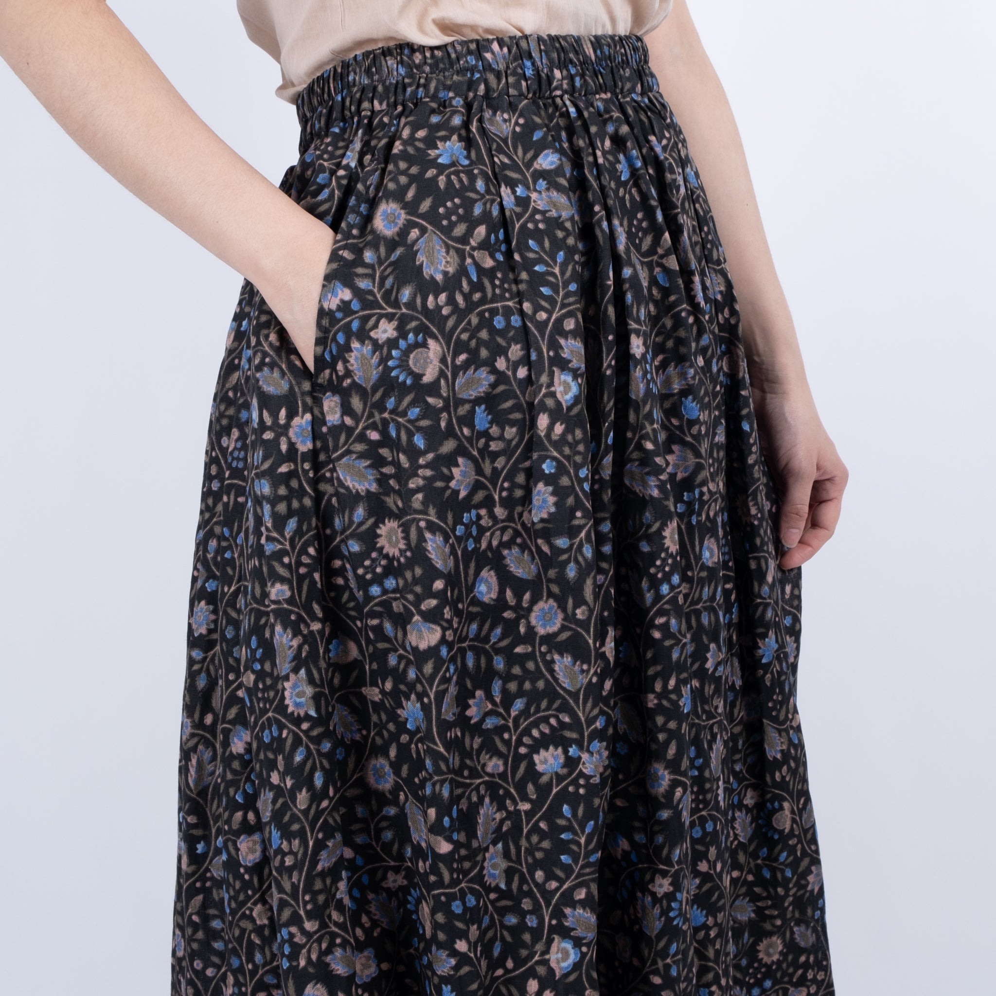 Ichi Antiquités Floral Linen Skirt