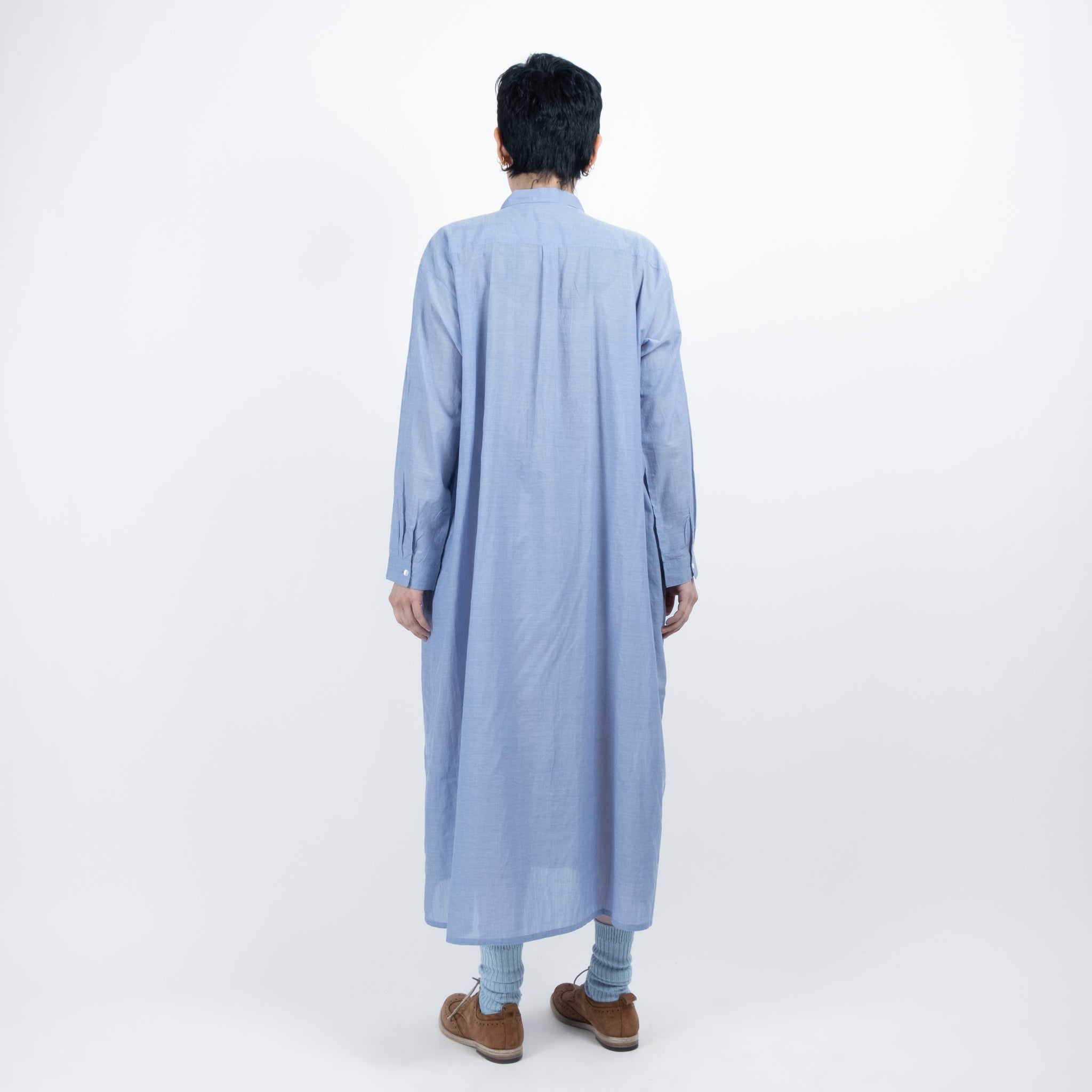 Ichi Antiquités Blue Khadi Cotton Shirt Dress