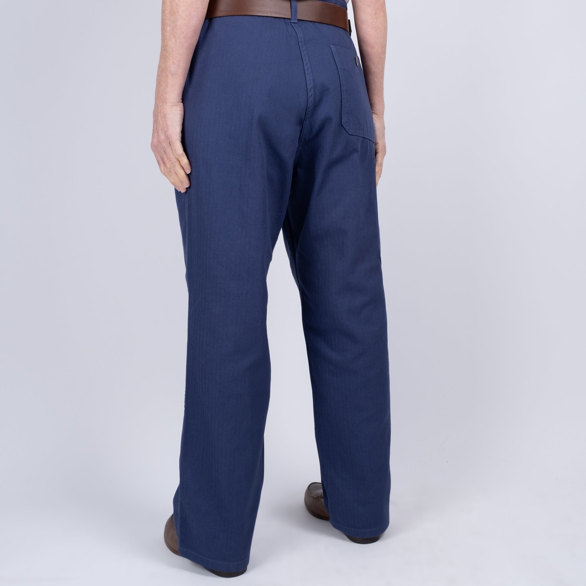 Ichi Antiquités Navy Herringbone Cotton Woven Pants