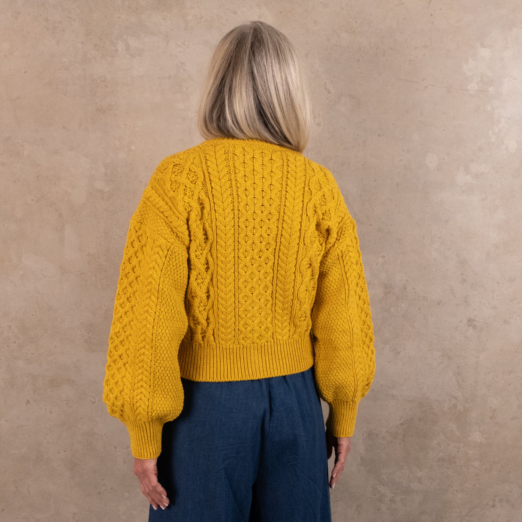 Aran Merino Sunflower Marle Cropped Cardigan