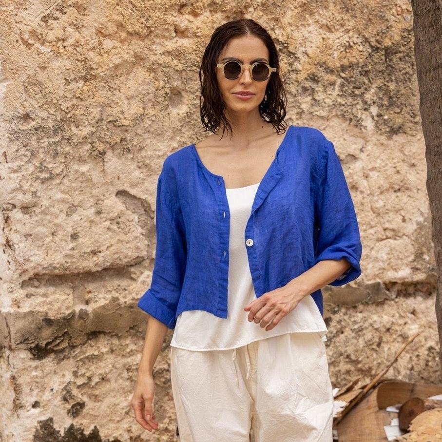 Meg by Design Doto Linen Gauze Cropped Jacket