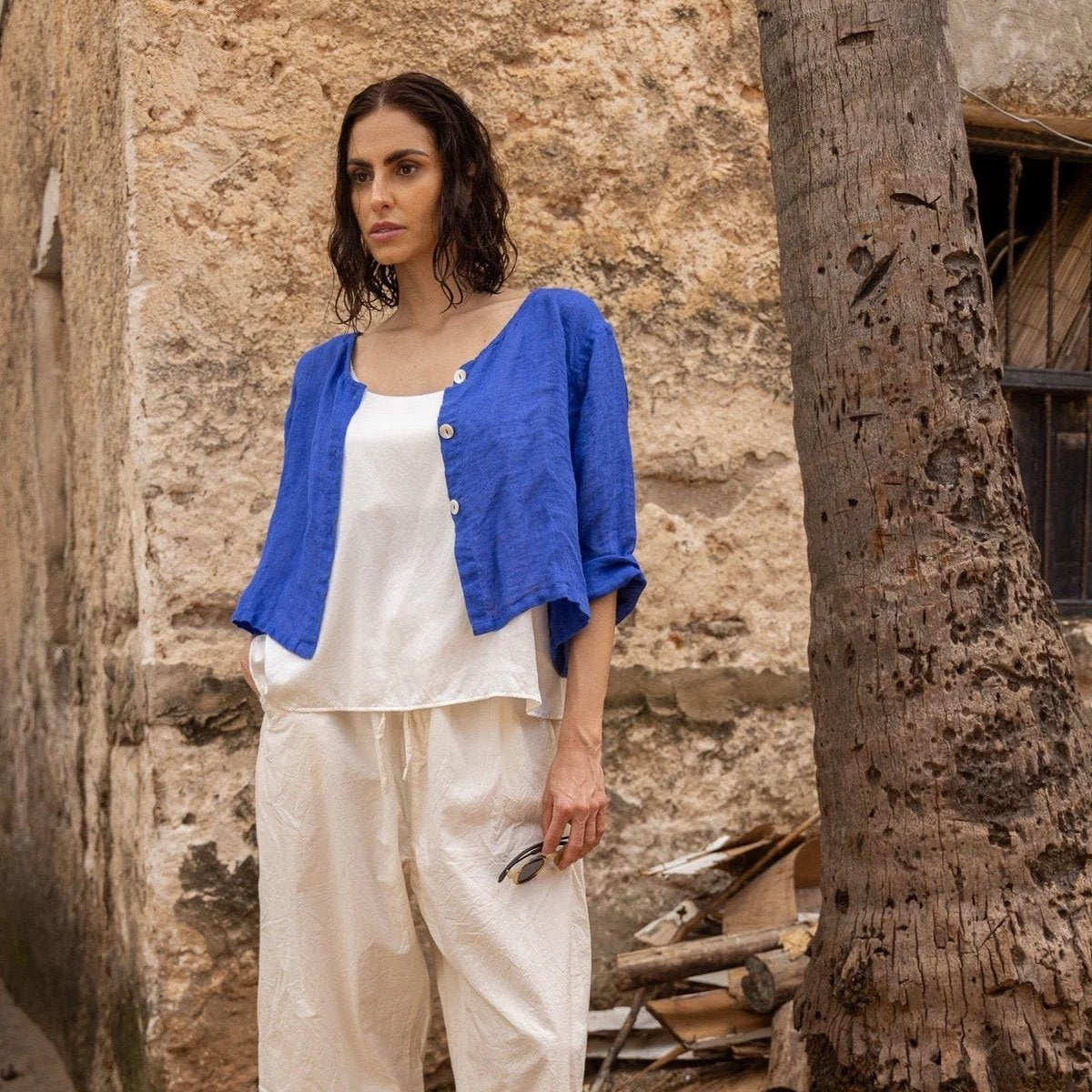 Meg by Design Doto Linen Gauze Cropped Jacket