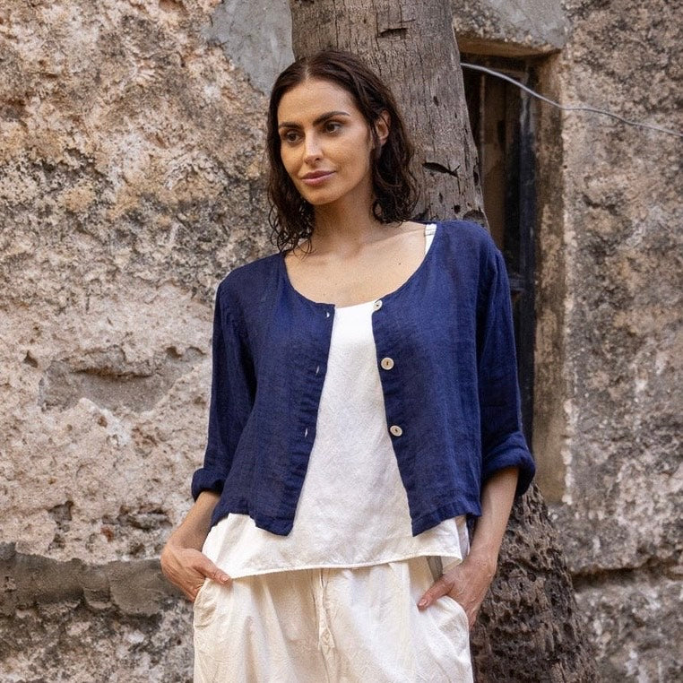 Meg by Design Doto Linen Gauze Cropped Jacket