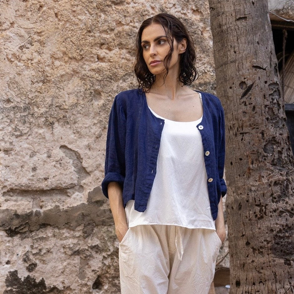 Meg by Design Doto Linen Gauze Cropped Jacket
