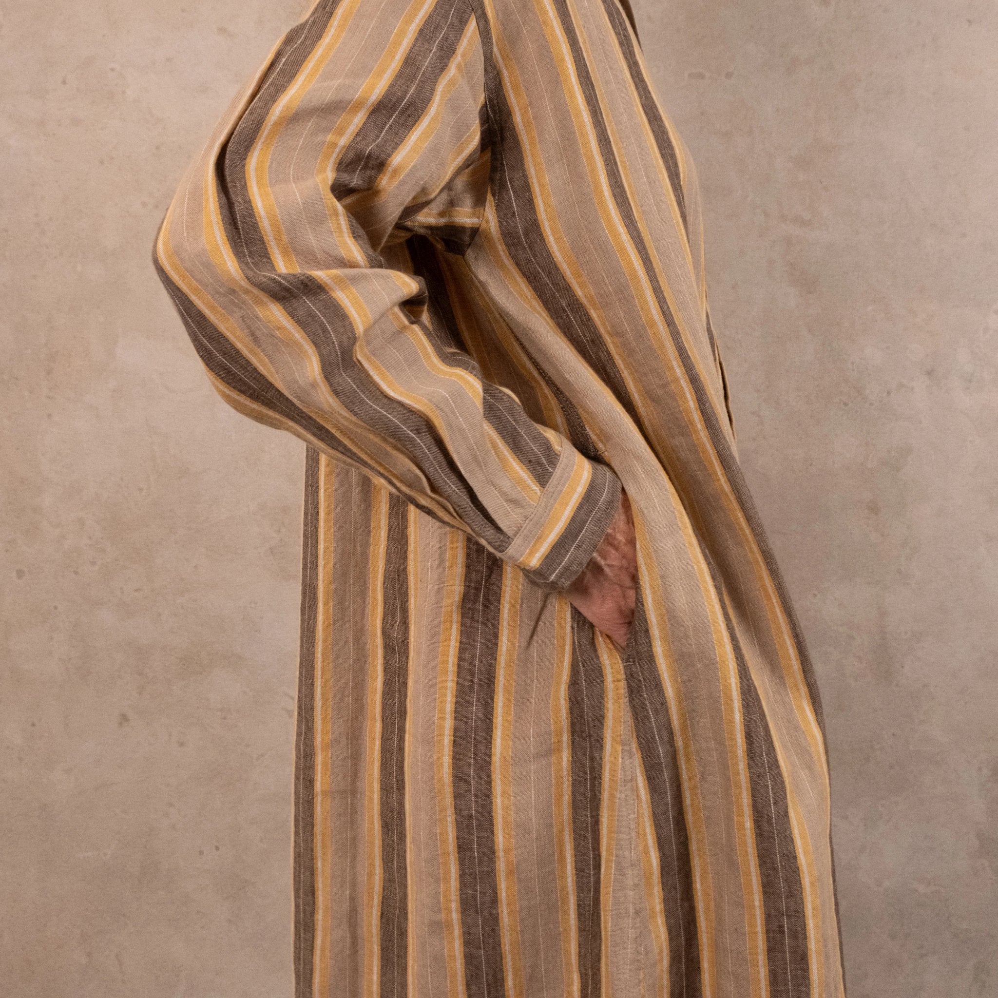Ichi Antiquités Linen Striped Shirt Dress