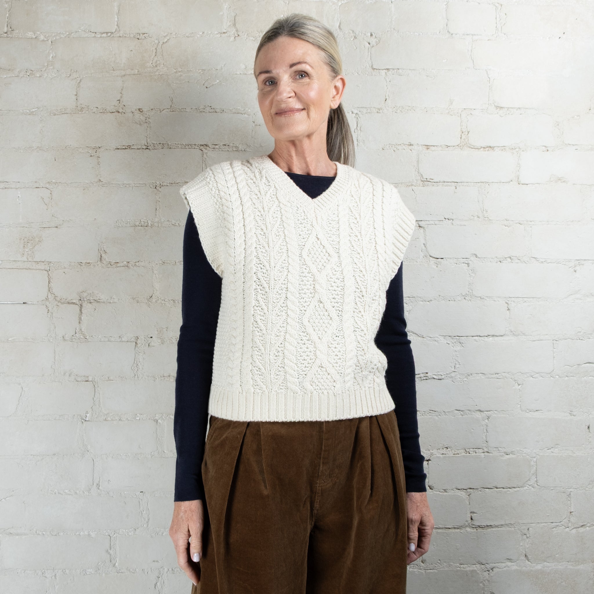 Montaigne Cotton Corduroy Front Pleated Wide Leg Pants