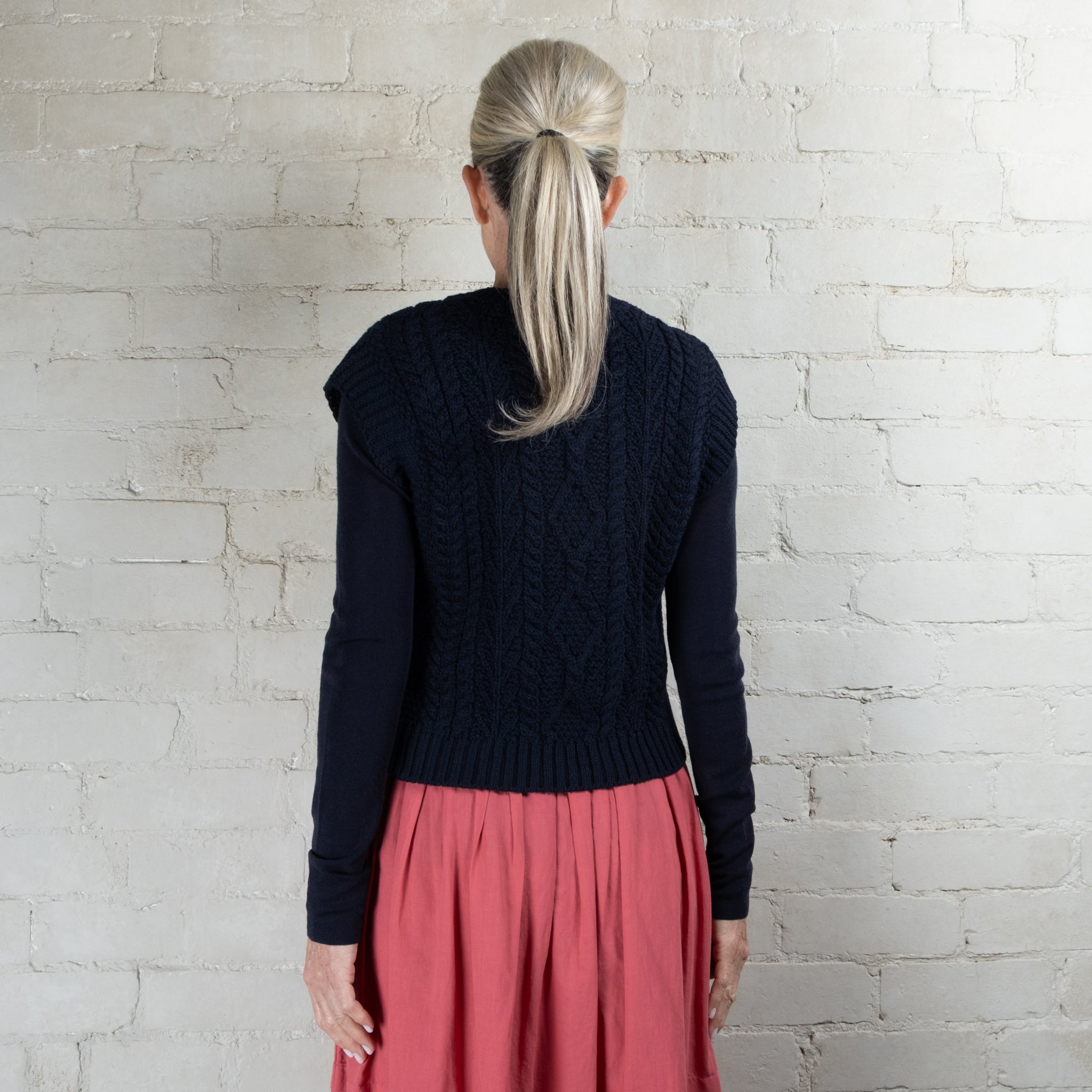 Aran Merino Wool Sweetpea V-Neck Diamond Vest