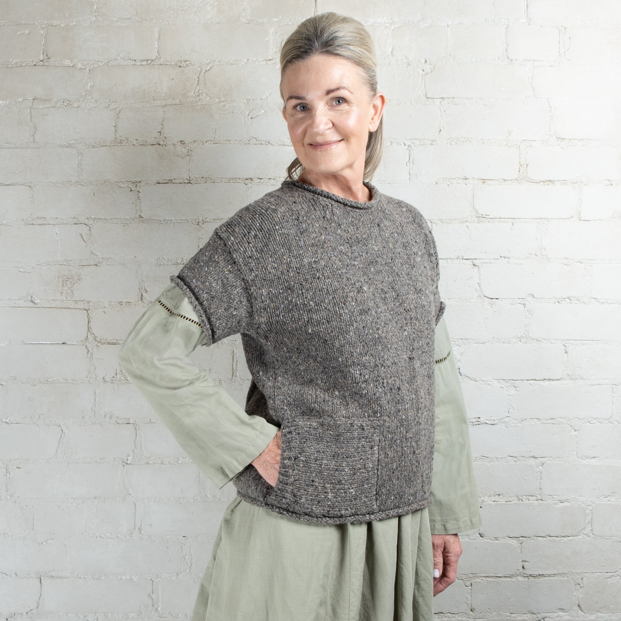 Fisherman Out of Ireland Donegal Knit T-Shirt with Pocket