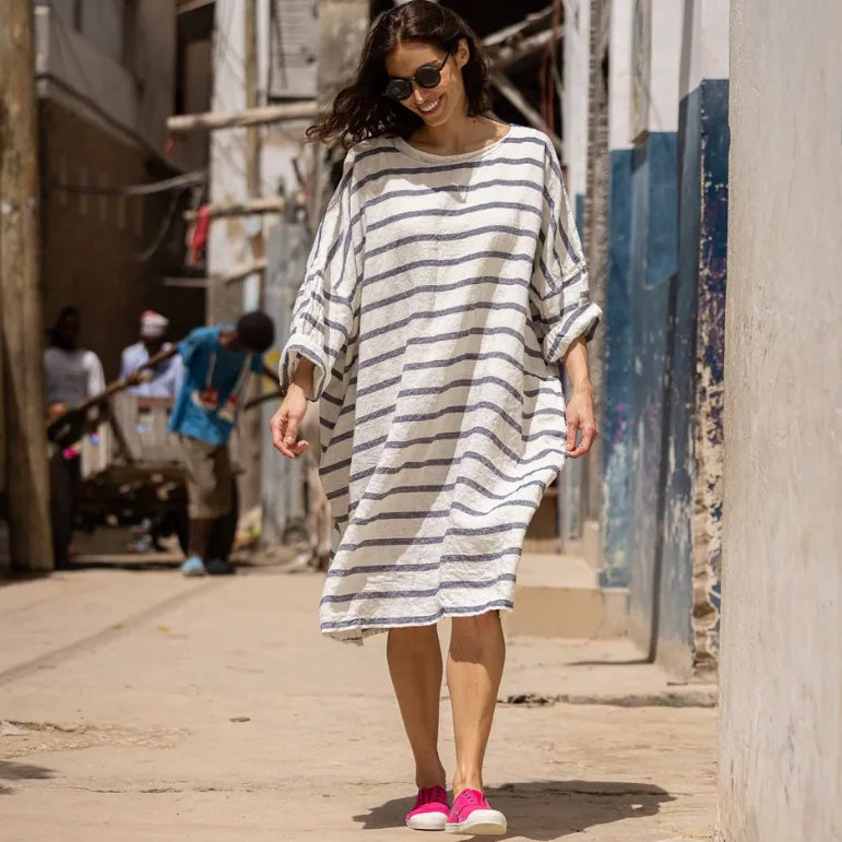 Meg By Design Newport Linen Stripe Dress