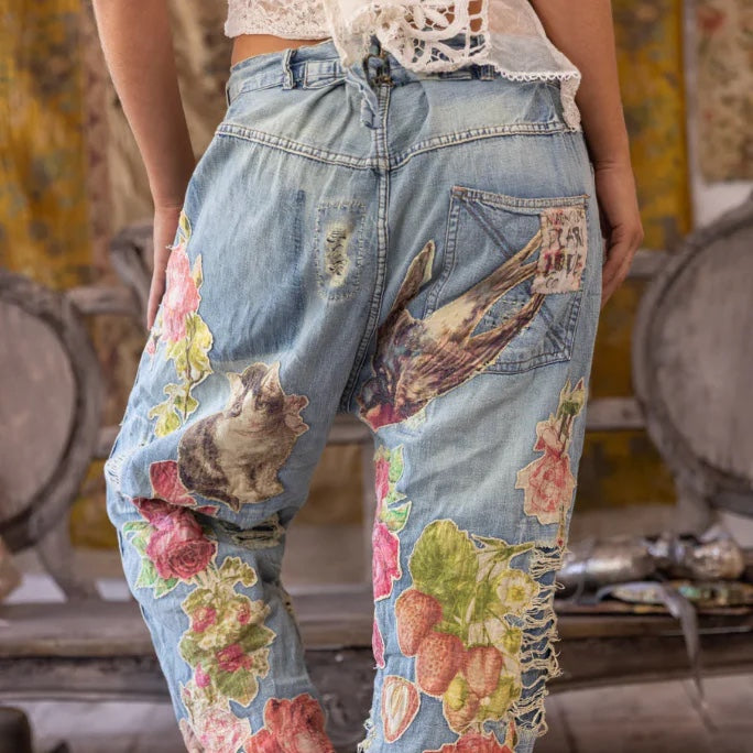 Magnolia Pearl Floral Appliqué Miner Denims